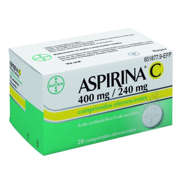 Aspirina C 400-240 Mg 20 Comprimidos Efervescentes