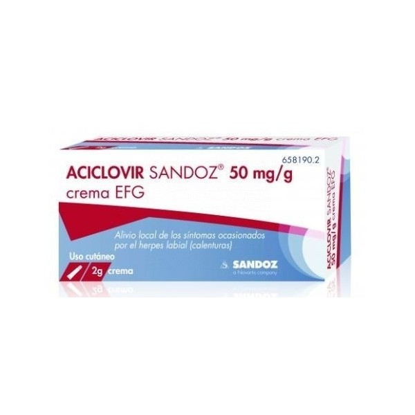 Aciclovir Sandoz 50 Mg-g Crema Efg, 1 Tubo de 2 G
