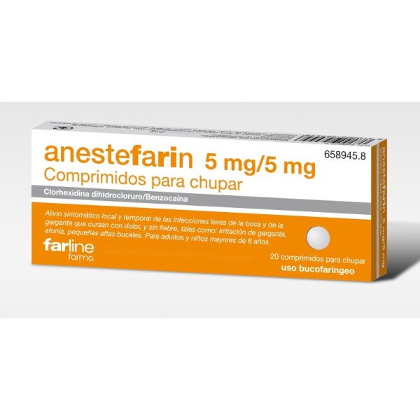 Anestefarin 5 Mg-5 Mg Comprimidos para Chupar, 20 Comprimidos
