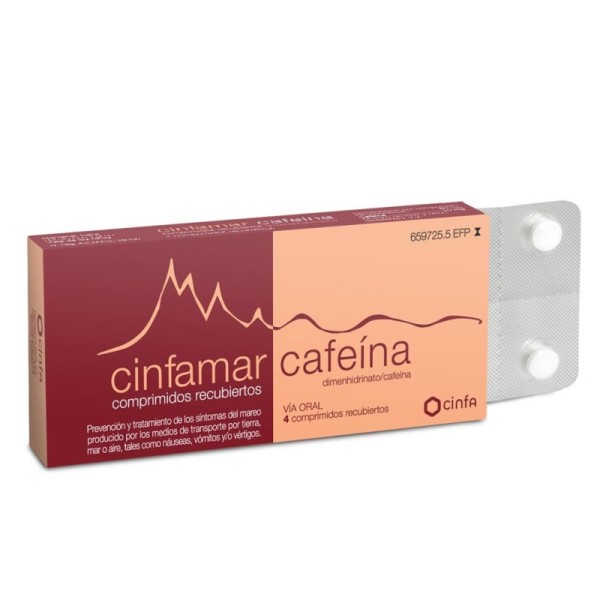 Cinfamar Cafeína 4 Comprimidos Recubiertos