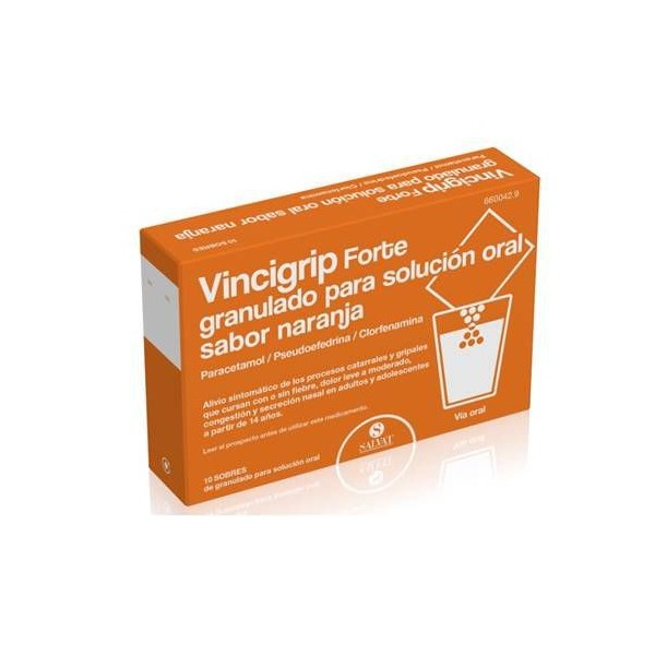 Vincigrip Forte Granulado para Solución Oral Sabor Naranja, 10 Sobres