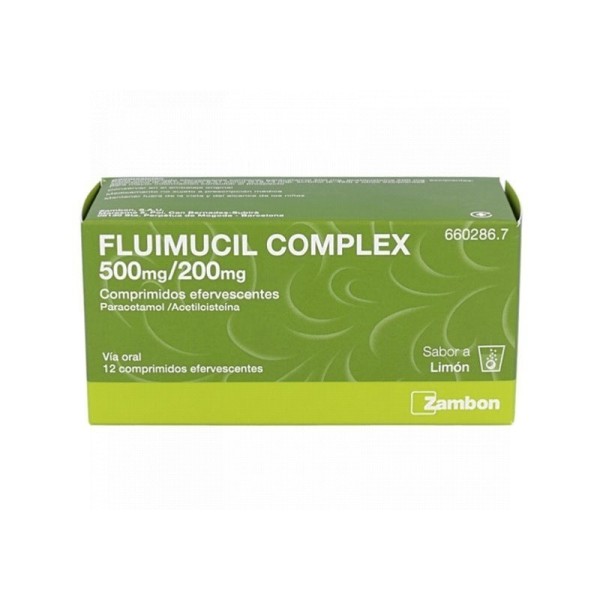 FLUIMUCIL COMPLEX 500 mg/200 mg COMPRIMIDOS EFERVESCENTES , 12 comprimidos