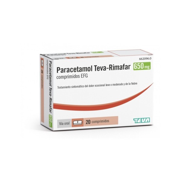 PARACETAMOL TEVA 650 mg COMPRIMIDOS EFG , 20 comprimidos