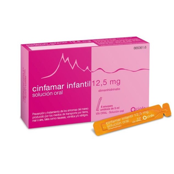 Cinfamar Infantil 12,5 Mg Solución Oral, 6 Envases Unidosis