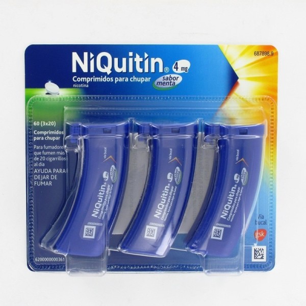 Niquitin 4 Mg Comprimidos para Chupar Sabor Menta, 60 Comprimidos