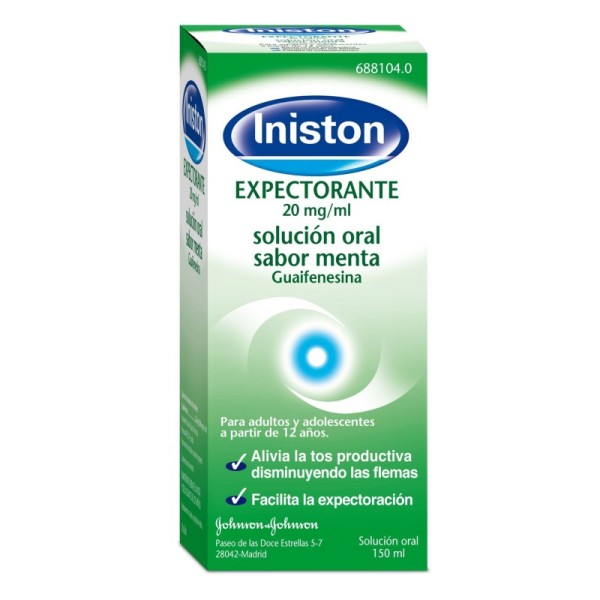 Iniston Expectorante 20mg-ml Solucion Oral Sabor Menta, 1 Frasco de 150 Ml
