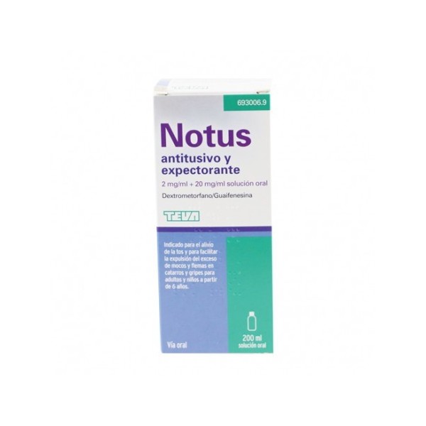 Notus Antitusivo y Expectorante 2mg/ml + 20mg/ml Solución Oral 200ml