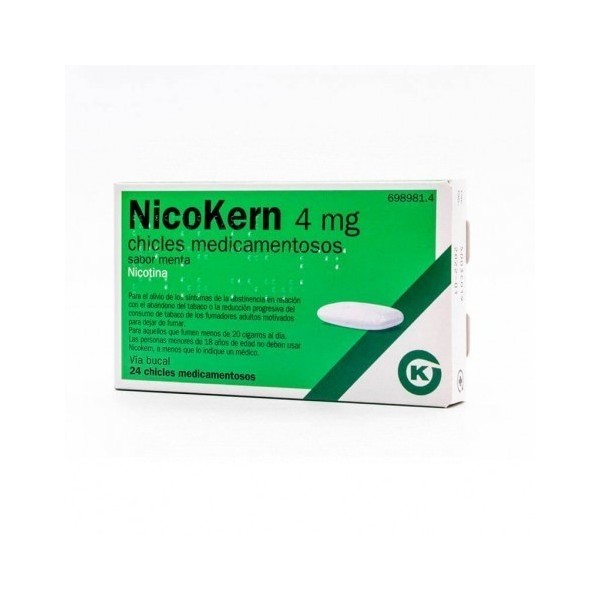 NICOKERN 4 MG CHICLES MEDICAMENTOSOS SABOR MENTA , 24 chicles (PVC/PE/PVDC/AL)