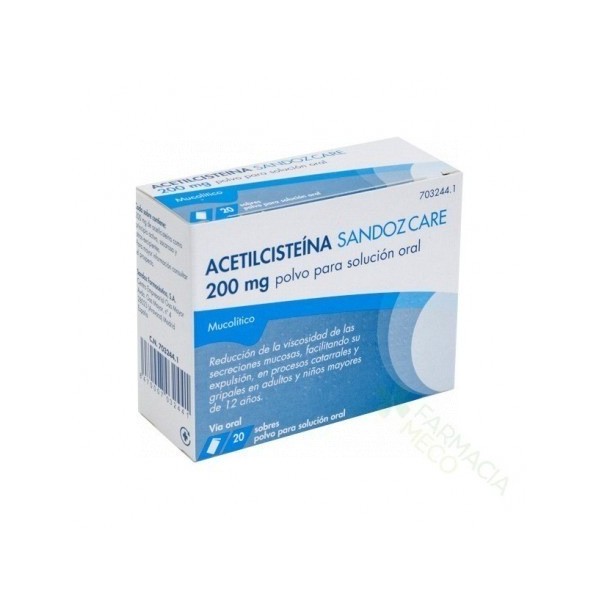 Acetilcisteína Sandoz Care 200mg Polvo para Solución Oral 20 Sobres