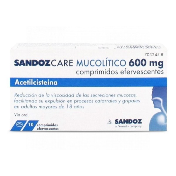 Sandoz Care Mucoilitico 600 Mg Comprimidos Efervescentes Efg., 10 Comprimidos