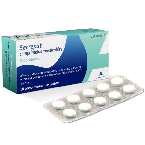 SECREPAT COMPRIMIDOS MASTICABLES SABOR MENTA , 50 comprimidos