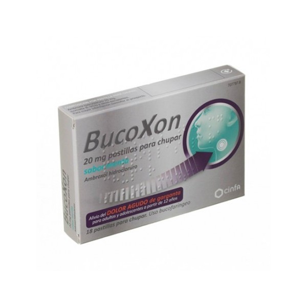 BUCOXON 20 MG PASTILLAS PARA CHUPAR SABOR MENTA ,18 pastillas