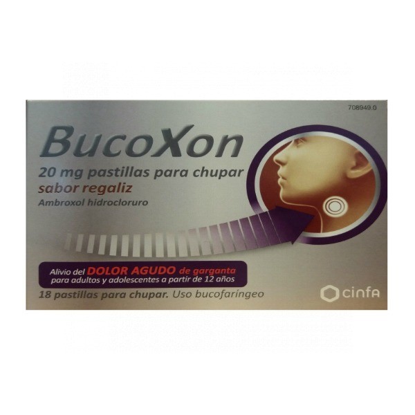 BUCOXON 20 MG PASTILLAS PARA CHUPAR SABOR REGALIZ , 18 pastillas