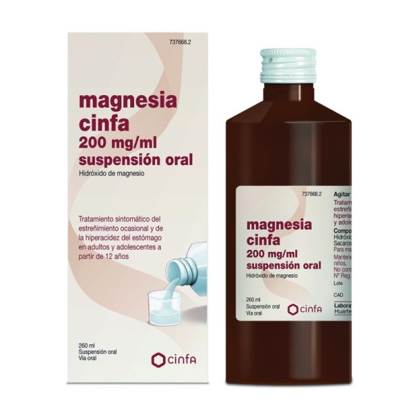 Magnesia Cinfa 200 Mg- Ml Suspension Oral, 1 Frasco de 260 Ml