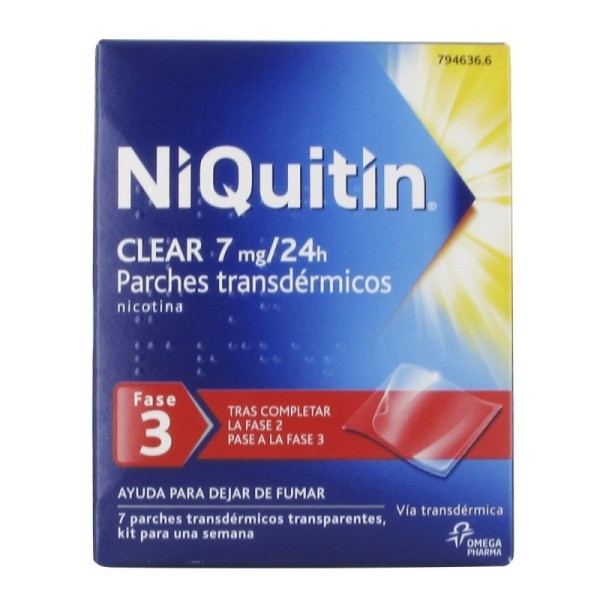 NIQUITIN CLEAR 7 mg/24H PARCHES TRANSDÉRMICOS , 14 parches