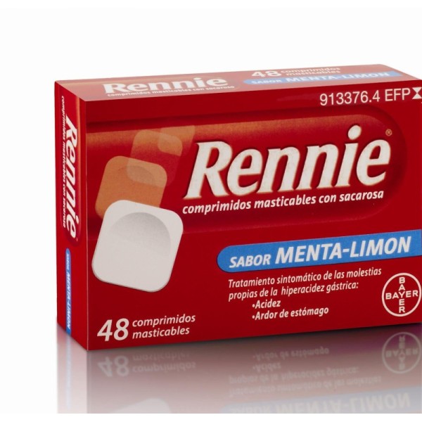 Rennie Comprimidos Masticables con Sacarosa, 48 Comprimidos