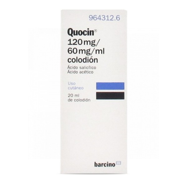 QUOCIN 120 mg/ 60 mg/ ml COLODION , 1 frasco de 20 ml