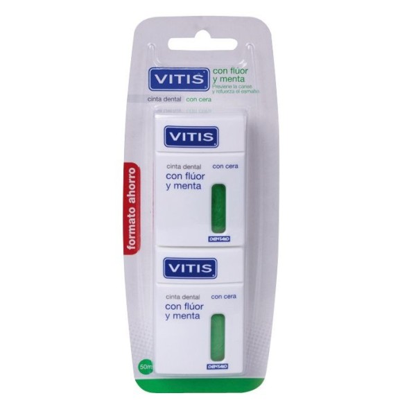 Vitis Cinta Dental Con Cera Con Flúor Y Menta 50 m